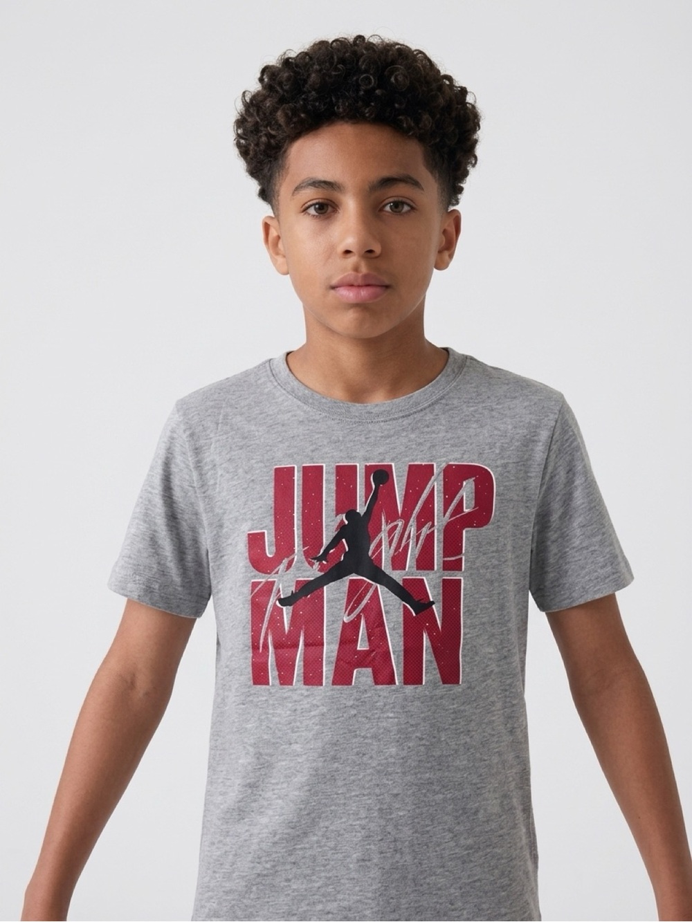 Jumpman Boys' Short Sleeve Logo Tee - Grey/Red